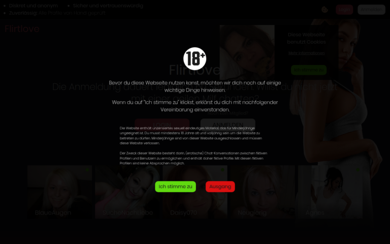flirtlove.com Bewertung Webseite Screenshot