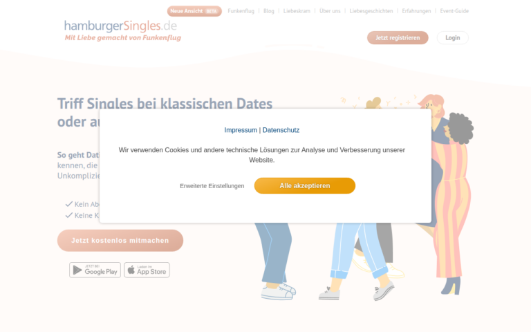 hamburgersingles.de Bewertung Webseite Screenshot