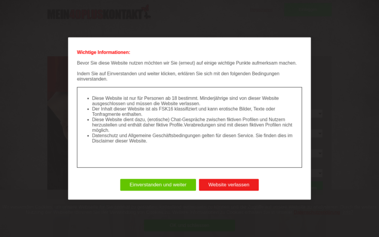 mein40pluskontakt.com Bewertung Webseite Screenshot