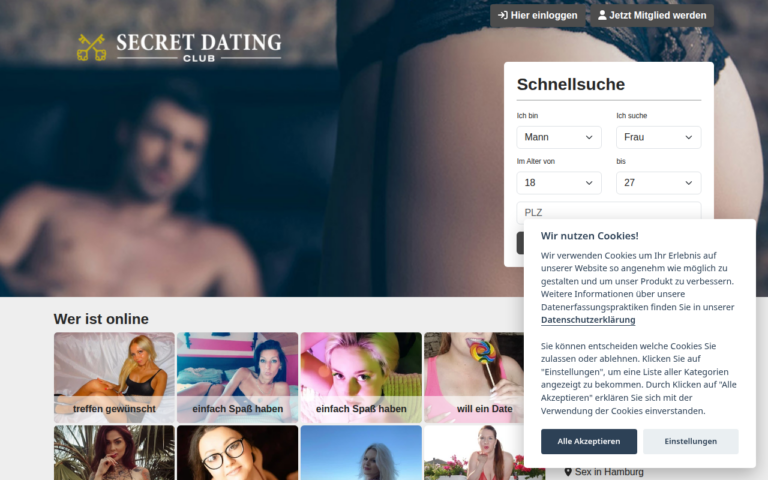 secretdatingclub.com Bewertung Webseite Screenshot